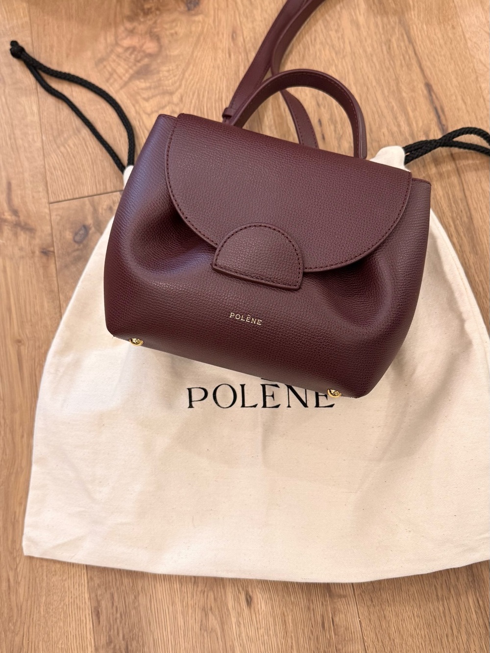 Polene nano uno Mini Handbag in Deep Burgundy